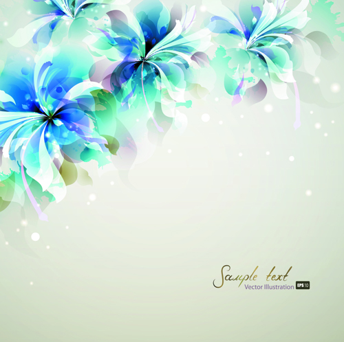 Blue style watercolor flowers vector background 03
