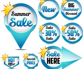 Blue summer sale labels design vector 02