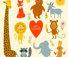 Cartoon cute animals design graphics
