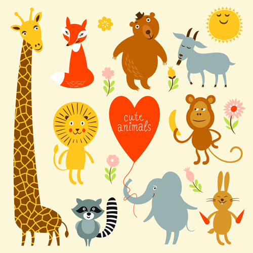 Cartoon cute animals design graphics free download