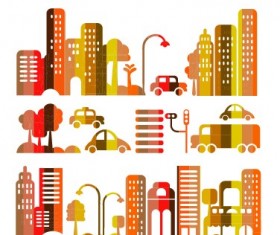 Cartoon town buildings design vector graphics 04