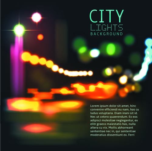 Blurred city night vector background 02