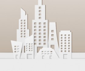 City buildings paper cut creative vector 01