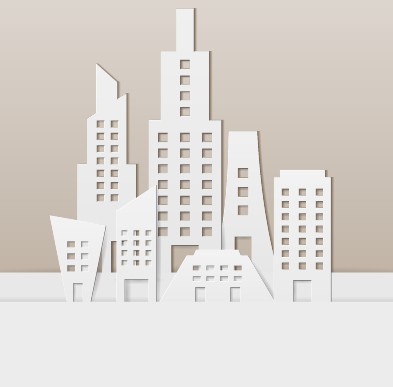 City buildings paper cut creative vector 01