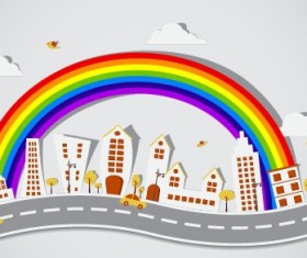 City buildings paper cut creative vector 02