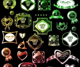 Classical glass texture labels vector graphic 01