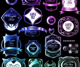 Classical glass texture labels vector graphic 02