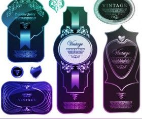 Classical glass texture labels vector graphic 03