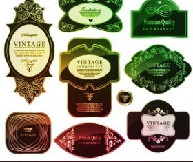 Classical glass texture labels vector graphic 04