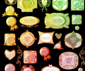 Classical glass texture labels vector graphic 05