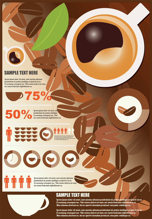Coffee infographics business template design vector 01
