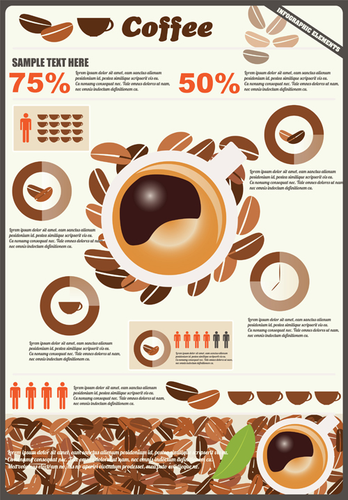 Coffee infographics business template design vector 04