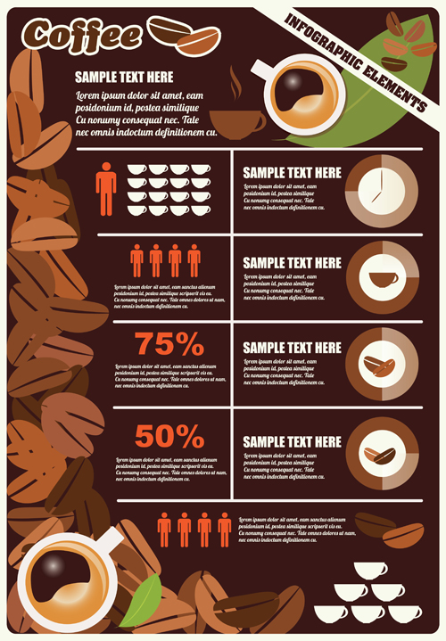 Coffee infographics business template design vector 05