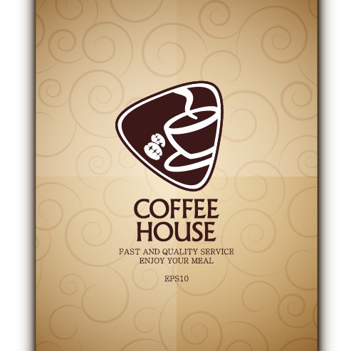Coffee menu cover design vector material 03