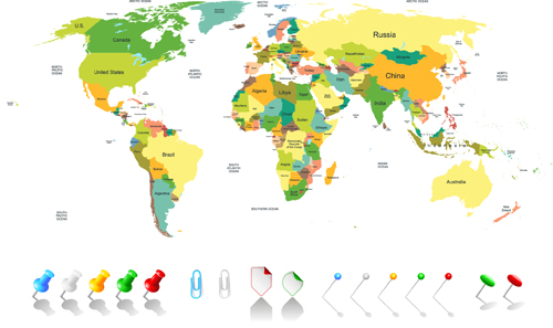 Colored world map design vector
