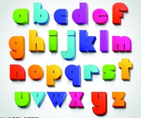 Creative 3D colored alphabet design vector 01