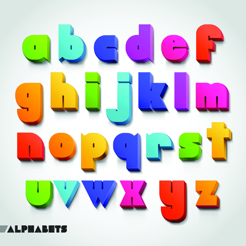 Creative 3D colored alphabet design vector 01 free download