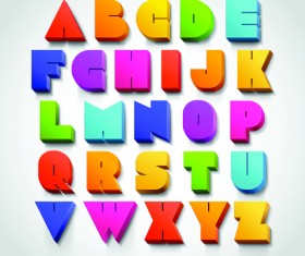 Creative 3D colored alphabet design vector 02