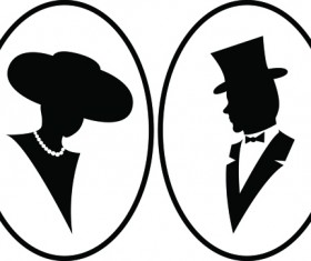 Creative man and woman silhouettes vector set 01