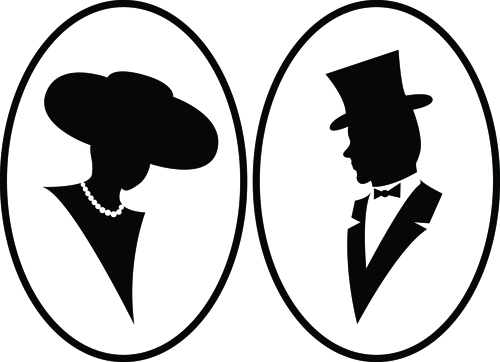 Creative man and woman silhouettes vector set 01