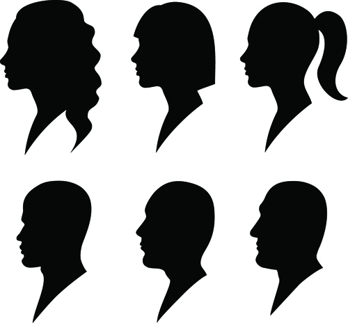 Creative man and woman silhouettes vector set 05