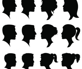 Creative man and woman silhouettes vector set 06