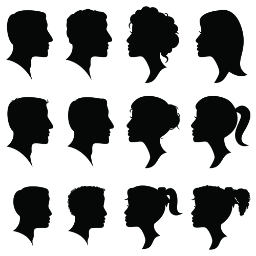 Creative man and woman silhouettes vector set 06