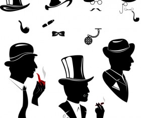 Creative man and woman silhouettes vector set 08