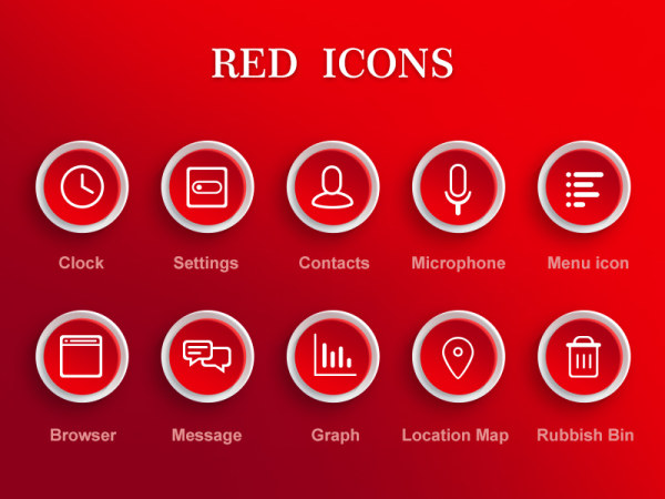 Creative red icons psd material