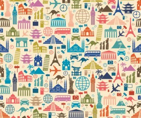 Different travel elements pattern vector graphics