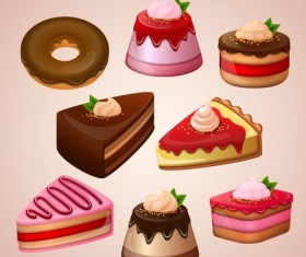 Cute cake design vector graphics