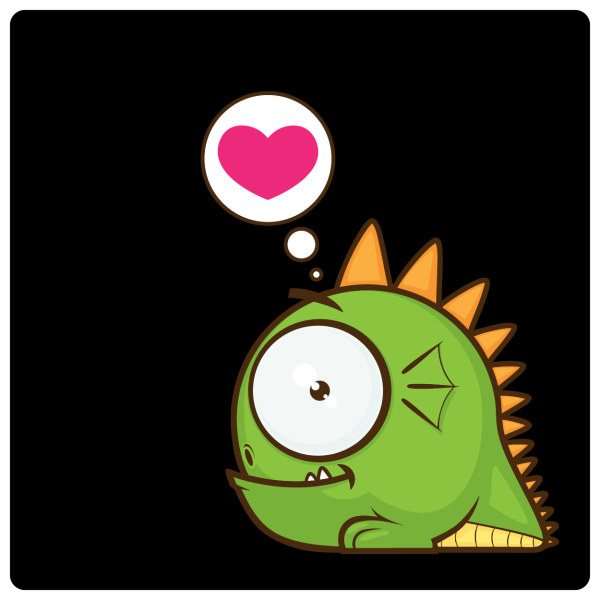 Cute cartoon monster with heart vector