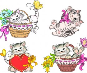 Cute cat design vector material