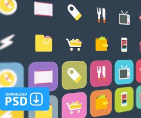 Cute colored application icons psd
