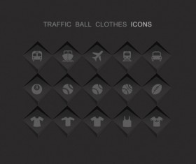 Dark style traffic with ball and clothes icons