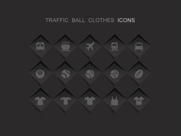 Dark style traffic with ball and clothes icons