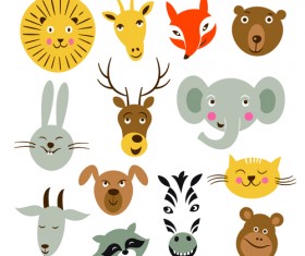 Different animals heads vector material