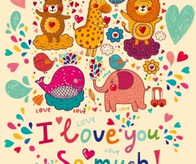 Different cartoon animals cute design vector