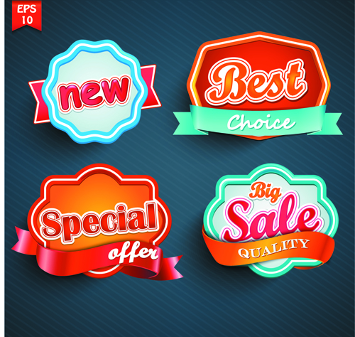 Different labels stickers creative vector set 04
