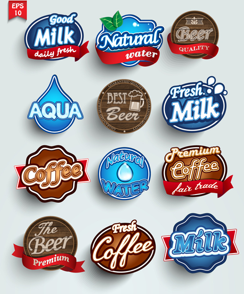Different labels stickers creative vector set 06