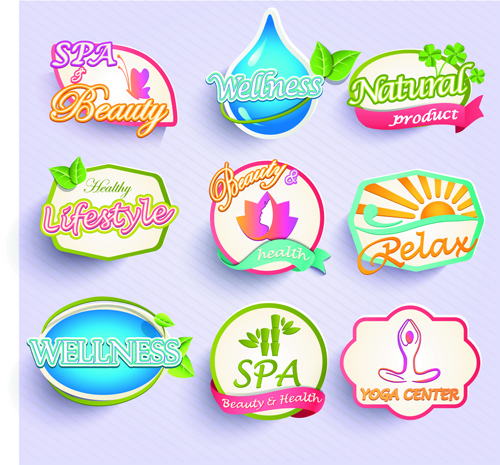 Different labels stickers creative vector set 08