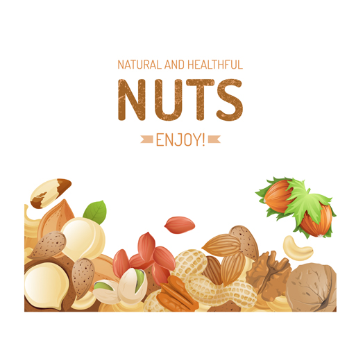 Different nuts vector background graphics 02
