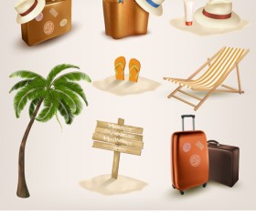 Different travel elements icons vector