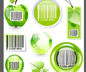 Ecology with barcode label and tags vector