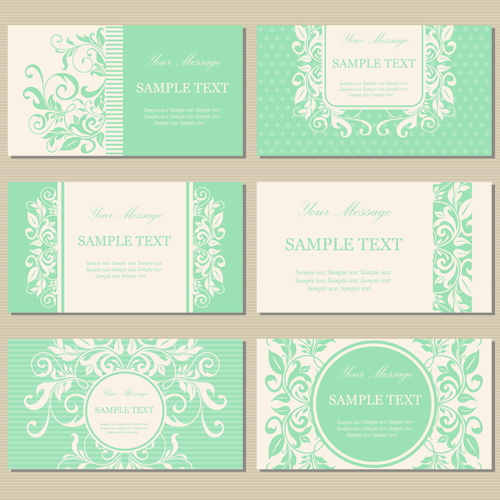 Elegant floral cards vectors graphic 02