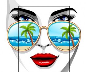 Fashion girl with travel elements vector