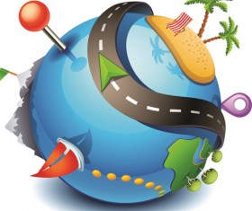 Fashion travel elements vector backgrounds set 03