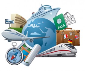 Fashion travel elements vector backgrounds set 04