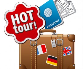 Fashion travel elements vector backgrounds set 05