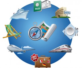 Fashion travel elements vector backgrounds set 07